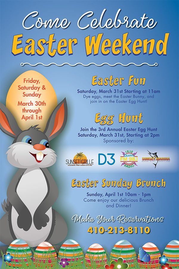 Come celebrate Easter Weekend! Easter Fun, Easter Egg Hunt, and Easter Sunday Brunch!